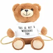 MOSCHINO 經典絨毛泰迪熊造型斜背/手提包(棕色)