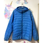 UNIQLO輕量羽絨外套 連帽輕羽絨外套 寶藍色 二手女生XXL