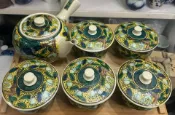 古瓷堂日本回流瓷器 九谷燒茶具套裝 日本回流手繪陶瓷 一壺五杯 日式茶道 送禮套組 精品茶器組 茶席搭配