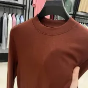 【巴黎精品】現貨+預購頂級長袖T恤上衣直筒褲棉質休閒襯衫大碼男裝(絲光棉圓領半高領男上衣6色a1lf17)