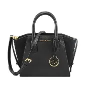 【Michael Kors】小型包-經典造型皮革、麂皮手提/斜背/肩背兩用包(黑)
