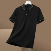 (店+)短袖polo衫男大尺碼冰絲涼感衣夏天吸濕排汗運動薄款上衣爸爸高級感年輕男裝t恤速乾透氣商務修身正肩短袖男款羽球衣