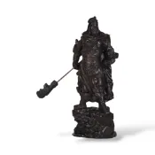 《博古珍藏》沉香木雕關公武財神擺件．高27公分．關聖帝君法像莊嚴．信徒結緣．居家供奉．超值回饋