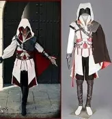 新品動漫遊戲Cosplay服裝刺客信條II埃齊奧白色款繡花版 刺客教條cos服