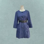 *♡*singlenoble/深藍色/棉織布簡約長版外套/XL/二手《Anna的百寶箱》