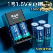 源一商社 【品質認證】德力普1號D型充電電池1.5v大容量充電器套裝燃氣灶熱水器鋰電池