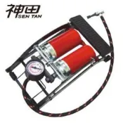 《仁和五金/農業資材》電子發票 神田 FM-219腳踏高壓雙管打氣筒(紅) 高壓式雙管打氣桶 打氣筒 打氣 灌風 灌風