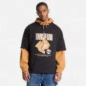 【Timberland】男款黑色寬版厚磅黃靴圖案短袖T恤(A5TH7001)