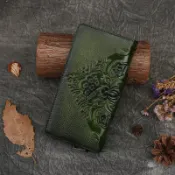 長夾真皮錢包-復古民族風壓花牛皮女皮夾74ei17【獨家進口】【米蘭精品】