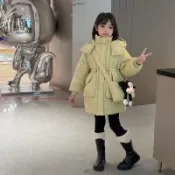 兒童外套 雪國羽絨外套 長版羽絨外套 保暖外套 羽絨服 明星爆款 中長款 滑雪服 女童冬季棉服2026新款米奇兔毛收腰兒