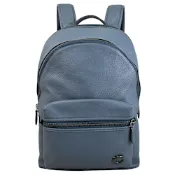 COACH Charter 經典C LOGO荔枝皮革雙層拉鍊大容量後背包(牛仔藍)