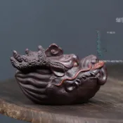 紫砂原礦手工龍頭公道杯茶寵擺件龍頭手抓壺泡茶壺禮品茶海西施壺陶瓷擺飾