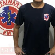 《甲補庫》TAIWAN EMT生命之星LOGO緊急救護技術員排汗透氣圓領深藍色T恤~機能吸濕快速排汗