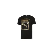(店+)【PUMA】576437-51 彪馬 燙金印花休閒運動美式復古透氣圓領短袖T恤 男款 黑色