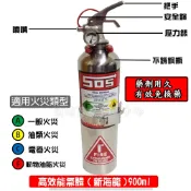《超便宜消防材料》台灣製 車用滅火器  [1LB HFC-227 520ML不銹鋼 高效能氣體兼催淚氣體式1型永久免換