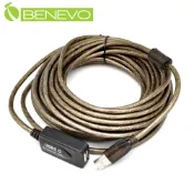 Benevo 專業級 10米 USB2.0 A公-A母 高隔離延長線，採128編金屬編織與磁環 (BUSB1000AMFB)