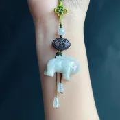 天然緬甸玉 翡翠 吉祥如意 春帶彩 象 設計款 包掛 禮物 車掛