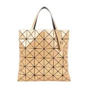 【ISSEY MIYAKE 三宅一生】BAO BAO LUCENT 6X6 金屬光澤亮面手提包(淺棕色)