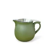 【台灣製造 鶯歌陶藝】深松綠大茶海 柚皮款＋304濾網(茶具 茶壺 紫砂 茶海 公道杯 泡茶壺)