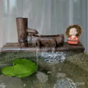 陶瓷魚缸竹子流水器流水擺件diy 循環養魚竹筒過濾大水缸造景配件