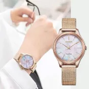 【CITIZEN 星辰】Hebe田馥甄廣告款 光動能時尚米蘭帶女錶-32mm 開學禮 送禮 推薦(EM0508-80Y)