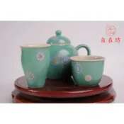 【全館滿599免運】日式三味茶品聞香杯套組 珊瑚紅 松石綠 草木灰 品茗杯 陶瓷杯 (不含茶壺）【自在坊茶具】
