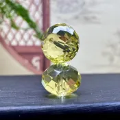 【10顆一包】爆閃檸檬黃水晶盤珠切面琉璃扁珠刻面散珠DIY手工串珠手鍊項鍊配珠