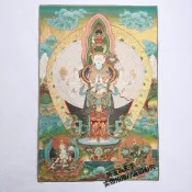 協貿國際日用品生活8館 佛教 千手千眼觀音菩薩 金絲唐卡織錦畫像宗教佛像絲綢刺繡壁畫
