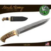 美國Schrade Uncle Henry直刀全長15吋大砍刀高碳鋼仿鹿角柄附尼龍刀鞘 SCH1116424