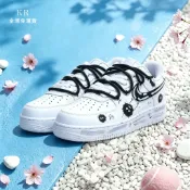 ᴋʀ Nike Air Force 1 空軍一號  塗鴉街頭 小衆個性 滑板鞋 煤球不挖煤 雙鞋帶小白鞋 卡通手繪