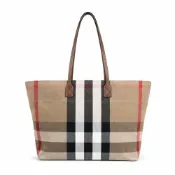 BURBERRY經典格紋帆布托特包(卡其)