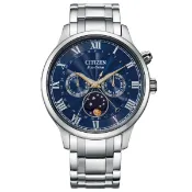 CITIZEN星辰錶 AP1050-81L 典雅光動能月相腕錶/藍面42mm