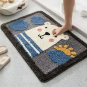 療癒小熊吸水地墊 40x60cm 臥室床邊墊 浴室防滑墊 止滑踏墊 絨毛腳踏墊 矽膠點塑防滑底 仿羊絨地墊