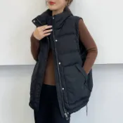 胖胖美依 夾克 外套 秋冬上衣 M-4XL秋冬洋氣羽絨棉馬甲休閒韓版馬夾外穿背心加厚保暖外套-12109.