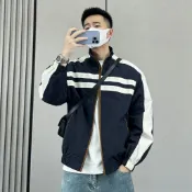 【✈️快速出貨】🔥美式寬鬆休閒運動外衣2026春新款潮牌寬鬆教練夾克男日系復古外套 防風夾克 風衣外套 夾克外套 騎車