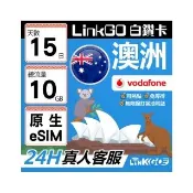 【LINKGO】白鑽卡 澳洲原生 eSIM卡 Vodafone 15天 總流量10GB 無限撥打當地電話(澳洲網卡 雪梨 墨爾本)