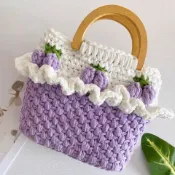【限時特惠】【成品】手工編織布條線手提包珍珠鏈條斜挎包送女友閨蜜成品