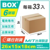 💚BOX💚隔日到貨 6號箱 隔日配紙箱 26*15*18cm 小物包裝 瓦楞紙箱 超低價 批發紙箱 超商專用 台灣製造