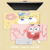 宜百家 超大滑鼠墊桌墊 海綿寶寶滑鼠墊超大派大星動漫卡通二次元可愛辦公電腦鍵盤書桌墊