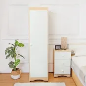 Birdie南亞塑鋼-1.6尺左開單門衣櫃(白橡色+白色)-49x58x190cm