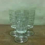 特價 WH9968【四十八號老倉庫】全新 早期 台灣 氣泡 高腳 凸圓 玻璃杯 冰淇淋 楊桃汁 甘蔗汁 250cc 1杯