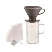 (店+)【HARIO】V60石墨灰手沖咖啡套組 600ml 濾杯＋咖啡壺＋濾紙＋量匙 入門組 BVD-3012-GR