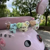 可愛呆萌搞怪毛絨補丁小熊電動車裝飾小配件自行車三輪車車尾掛件