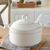 陶瓷豬油罐帶蓋 油壺瓶油罐墰 辣椒油豆瓣醬罐 豬油罐帶蓋 簡約耐高溫豬油罐 家用廚房鹽糖罐盒