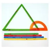USL遊思樂教具 伸縮扣條(16pcs+15cm橘量角器*2) C8007A01 數學教具【小瓶子的雜貨小舖】