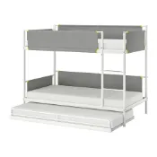 【IKEA 宜家家居】VITVAL 上下舖床框附活動子床, 白色/淺灰色, 90x200 公分
