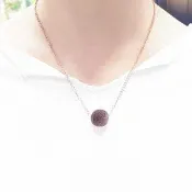 客製香氛石項鍊 紫色1顆款-14mm大顆款 可滴入精油 鈦鋼玫瑰金鍊