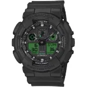 【CASIO 卡西歐】G-SHOCK運動鬧鈴雙顯錶-黑 / GA-100BEG-1A
