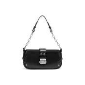 (店+)【CHARLES & KEITH】CHARLES&KEITH 絲巾帆布系列 金屬扣飾百搭款 帆布 小CK包包馬鞍包朋克包小 黑色 CK2-20271058