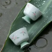 喜挖2店 仿古手繪櫻花茶杯陶瓷功夫茶具小品茗杯文人茶盞聞香杯個人單杯